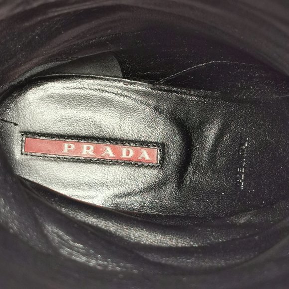 Prada Leather Boots with Gold Link Detail - Picture 8 of 12